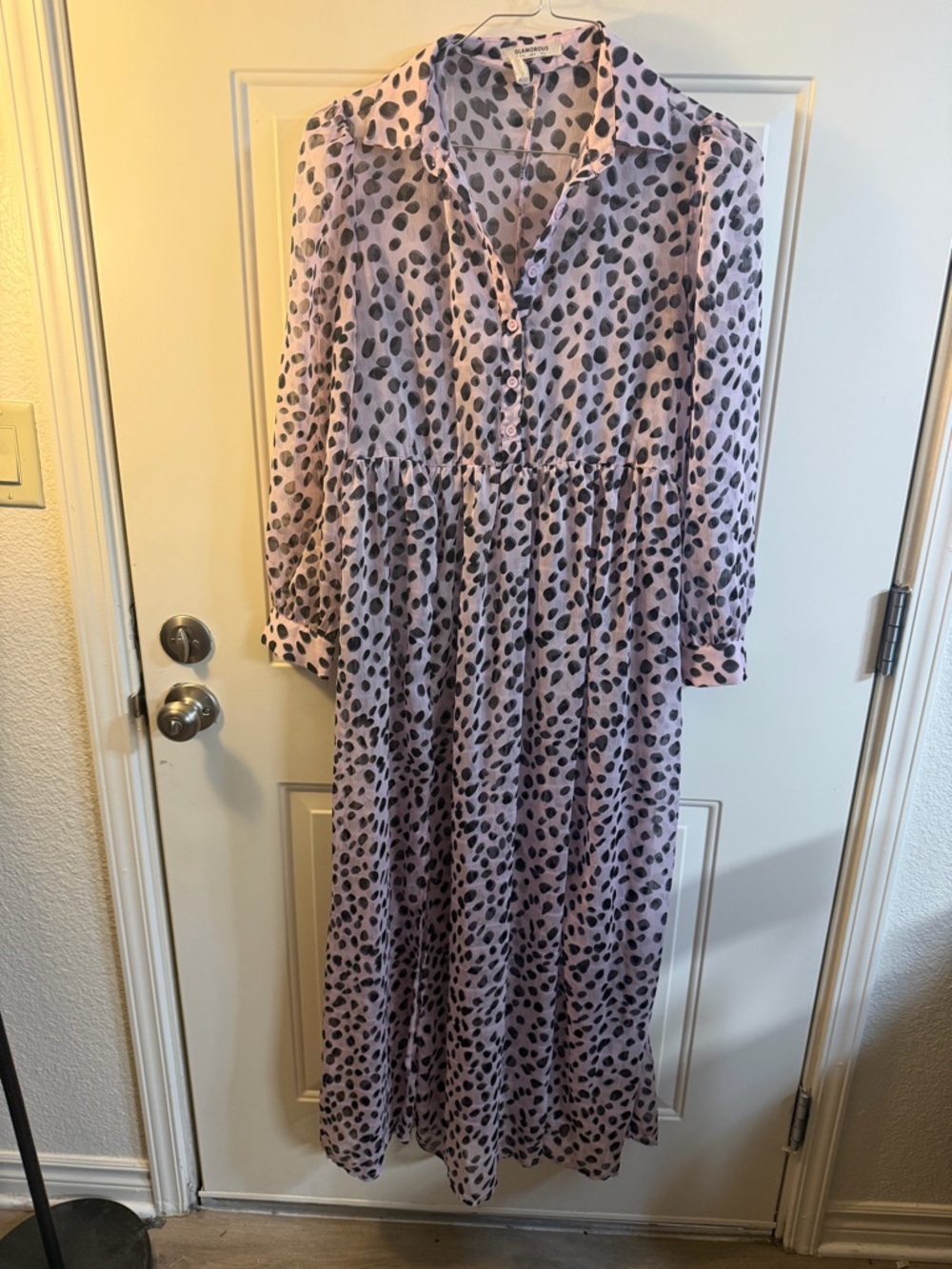 Glamorous Sheer Pink Polka Dot Maxi Dress